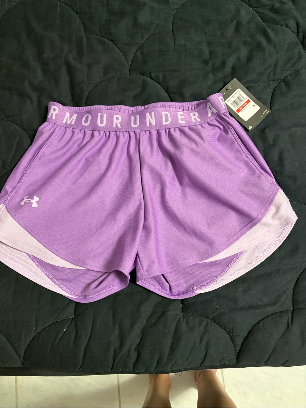 Under Armour Lavender Women's Athletic Shorts with Branded Waistband